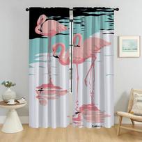 Flamingo Curtains Child Room Blackout Curtain for Room 2 Panel Shades Halloween Decoration Partition Tulle for Bedroom Living W50xH70cmx2pcs