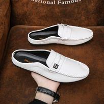 Fashion Men's Shoes Baotou Half Slippers Men's 2024 Summer New Sandals Soft Soled Men's Driving Shoes Casual Leather Shoes 41 smėlis