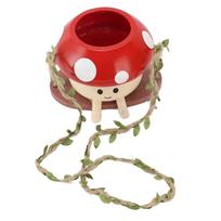 Mushroom Flower Pot Swing Face Planter Succulent Plant Pot Ornament for Wall Ceiling Shelf beige