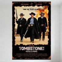 Tombstone Vakarų filmo plakatas Metalinis skardinis ženklas Vintage Kurt Russell Val Kilmer Citatų Sienų dekoras Barui Vyro urvui Namų menas 20x30cm（7.8x11.8inch） brown