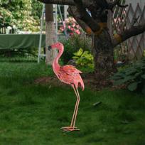 Flamingo Statula Metalinė Sodo Puošmena Didelė Lauko Gyvūno Figūrėlė Augalų Kieme Renginiui Pasakų Miniatiūrinis Ornamentas rožinė