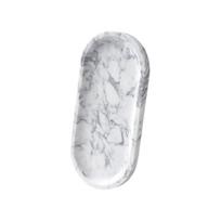 Unikalus marmurinis praustuvo padėklas kvepalų buteliukams, smulkmenoms ir makiažo reikmenims laikyti ir tvarkyti 25x12cm balta