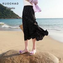 Sancai Plus Size Floral Ruffled A-Line Long Skirt XL