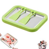 Children's DIY Ice Cream Maker Pan with 2 Scrapers Ice Cream Maker Plate Multifunctional Cold Sweet Fried Food Plate Rolled žalia