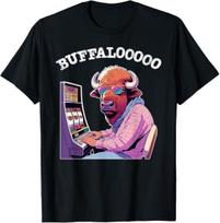 Lucky Buffalo Casino Slot Machine BUFFALOOOOO Gambling T-Shirt S įvairiaspalvis