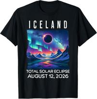 Iceland Eclipse 2026 August 12 Total Solar Eclipse T-Shirt S įvairiaspalvis