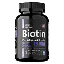 Coolkin Didelio Biotino Kapsulės, 15000mcg, kartu su kolagenu ir keratinu, maisto papildas, tinkamas suaugusiems. 120*1 gray