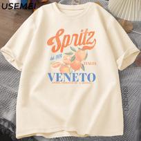 Italian Cocktail Spritz T-Shirt Men Women Summer Vintage Boho Italia Graphic Tee Cotton Short Sleeve Casual Tshirt Mens Clothing S įvairiaspalvis