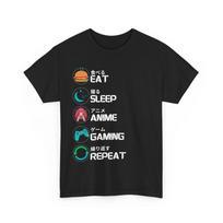 Eat Sleep Anime Gaming Repeat T-shirt Tops Tees Unisex | Funny Game Shirt | Best Tee for Gamers 2XL