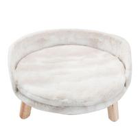 Paaukštinta šuns katės lova taburetė sofa naminių gyvūnų sofa-lova su medinėmis kojomis naminių gyvūnų kėdė su pliušine minkšta plaunama pagalvėle apvali šilta prigludžiama būda