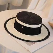 Hepburn stiliaus spalvų derinys Britiška plokščiašonė šiaudinė skrybėlė moteriška vasaros kelionių apsaugos nuo saulės skrybėlė Prancūziška cilindro formos skrybėlė paplūdimio skrybėlė nuo saulės balta