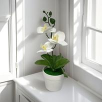 Orchidėjų dirbtinės gėlės Netikri vazoniniai augalai Valgomojo stalo puošmenos Netikra namų biuro apdaila Dirbtinės orchidėjos balta