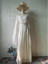 Summer 2025 Elegant Retro Long Sleeve Dress XXL pilkšvai balta