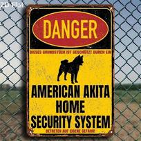 Metal Poster Wall Art Funny American Akita Retro Vintage Gift for Dog Owner Home Decor