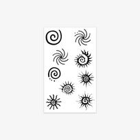 Bohemian Sun Tattoo Sticker, Mysterious Spiral Elements, High Sense, Unisex Design 11*18 black