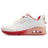Skechers Tres-Air Uno Synthetic Leather Round Toe Lace-Up Shock Absorbing Durable Support Low-Top Casual Shoes Women sneakers White Red 177920-WRD 35