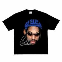 Retro Black Dennis Rodman  The Worm  Basketball Icon Vintage Portrait Graphic Casual Cotton Short-Sleeve T-Shirt S įvairiaspalvis