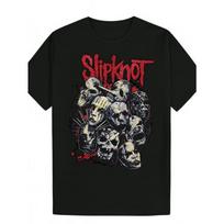 Men S Slipknot Graphic Tee - Casual Black Polyester T-Shirt with Skull Design  Round Neck  Machine Washable for Summer S įvairiaspalvis