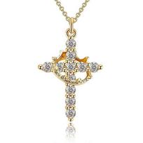 The Cr0ss With a crown Zircon 18k Necklace, Gift for Mom, Gift for Her