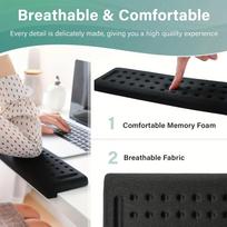 1pc L-Shaped Desk Pad, with Anti-Slip Foam Base And Ergonomic Wrist/Forearm Support - Large Size Comfortable Wrist Rest Black