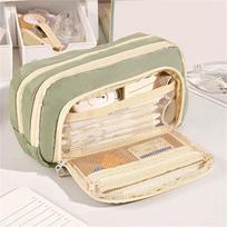 Simple School Cases Aesthetic Stationery Holder Bag Large Capacity Pen Case  Children Gifts žalia