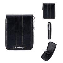 Baellerry RFID apsaugos kortelių laikiklis vyrams Verslo trumpos piniginės Dirbtinės odos piniginė su užtrauktuku 12*9.5*2.5cm juoda