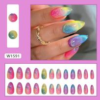 Cat'S Eye Nail Patch Candy Color Nail Patch Wearing Nail Removable Dream Color Smudge Nail Patch 24 Pieces pink