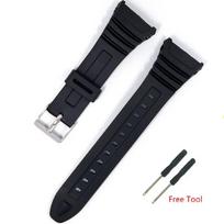 Dirželiai Casio 3239 W-96H-1A 2A 9A elektroniniam laikrodžiui Specialus Dirželis Juodas Vyriškas Sportinis Vandeniui Atsparus Silikoninis Apyrankė