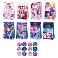 12 PCS K-POP Demon Hunters Cartoon Paper Gift Bags with Handles Holiday & Party Bags for Candy & Small Gifts, Sealable Gift Bags 12 pcs pink