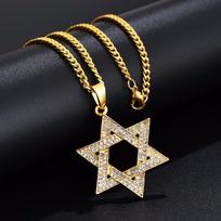 Žydiška Dovydo žvaigždė Magen Karoliai Vyrams/Moterims Bat Mitzvah Dovana Izraelis Judaika Hebrajų Papuošalai Hanukos Pakabukas Auksinės Spalvos N1046D 60cm