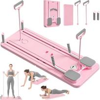 MHY Rose Pilates Compact Reformer, 5 in 1 Foldable Pilates, Flexible Ab Wheels Auto Rebound Timer, Ab Panel