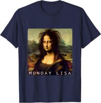 La Gioconda Mona Lisa Linksmas Pirmadienis Lisa Mielas Dovana Unisex Marškinėliai S įvairiaspalvis