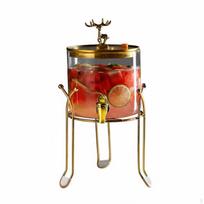 Glass Drink Dispenser Wide Mouth Beverage Container with Spigot Airtight Seal Lid Spigoted Transparent 2.6L W/o Faucet
