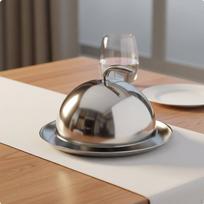 Steiko padavimo gaubtas Nerūdijančio plieno Maisto poliruota apdaila Cloche šefams, Silver 18cm-20cm SET