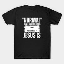 Men Black Print T-shirt Normal Isn'T Coming Back Jesus Is (Revelation 14) No-Cut Transfer Paper Print Cotton Tshirt S juoda
