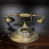 Replika telefonas su sukamuoju disku, dekoratyvinis, pilnai veikiantis, rankų darbo, auksinis, jūrinis,