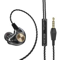 Laidinės ausinės su mikrofonu In Ear Monitor ausinukai Metalinis Bass HiFi ausinės Dvigubas garsiakalbis Sportinės triukšmą slopinančios ausinės 3.5mm juoda