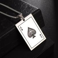Išskirtinis prabangus pokerio kortų piko A pakabukas nerūdijančio plieno karoliai kazino laimės aksesuarai vakarėlio papuošalai dovana