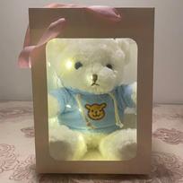 Flash teddy bear plush toy with light bear doll gift box ragdoll bear doll for girl birthday gift 30cm
