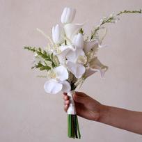Nešiojamas Phalaenopsis orchidėjų vestuvinis puokštė Calla lelija PU Vestuvinė gėlė Satino audinys Dirbtinių gėlių puokštė smėlis