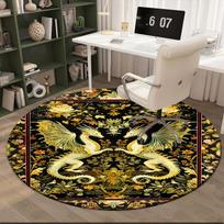 1pc Medieval Gothic dragon motif Round carpet Painted Printed circular carpet, home door mat, outdoor travel protection carpet 80x80cm( 31x31in)