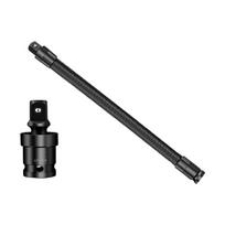 Profesionalus smūginio veržliasūkio prailgintuvas su elastine jungtimi ir dvigubo ilgio opcija 250MM 350MM 1/2 Lankstūs velenai black