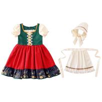 Mergaitės Dirndl Oktoberfest Kostiumas Bavarijos Alaus Festivalio Suknelė Padavėjos Prijuostė Helovino Cosplay Apranga Trumpomis Rankovėmis Oktoberfest Kostiumas Vokiška Dirndl Suknelė 120cm red