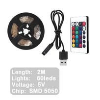 2 m USB LED šviestuvų juostelė LED 2835 24 raktų IR nuotolinio valdymo pultas virtuvės spinta Miegamojo kompiuterio televizoriaus foninis apšvietimas namų apšvietimas