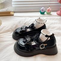 Women Japanese Uniforms Shoes Mary Jane Platform Shoes Vintage Girls High Heel College Student Boots Lolita Shoes 36 juoda