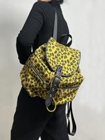 Woolen Leopard Print Backpack, Flip Bag, Versatile Lazy Wind Boarding Bag, Mao Mao Large-Capacity Backpack. geltona