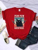 Pew Pew Madafaks Mielas Juokingas Spaudinys Moteriški Marškinėliai Hip Hop Vintage Marškinėliai Drabužiai Kūrybiškumas Laisvalaikio Viršutiniai Drabužiai Apvalus Kaklas Moteriški Trumpomis Rankovėmis S