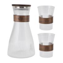 Bedside Carafe with Lid and 2 Glass Cup Set 1600ml 300ml Heatproof Coldproof High Borosilicate L(for 6.5-9kg) white