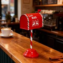 Christmas Decorative Metal Gift Letter Box,Christmas Express Mail Box for Front Door,Garden,Holiday red