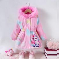 Rožinės žieminės striukės su gobtuvu mergaitėms su užtrauktuku Vaikų drabužiai Mergaičių drabužiai 2 3 4 5 6 7 metams 90cm pink